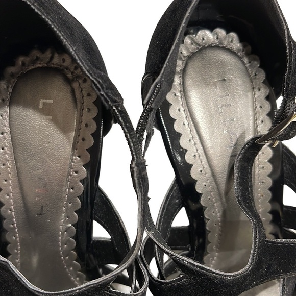 Liliana Anura Faux Velvet Suede and Patent Leather Heeled Platform Sandal SZ 6.5 - Picture 8 of 10